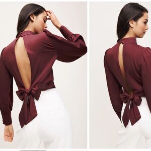 Dynamite ⎮ Open Back Mock Neck Blouse